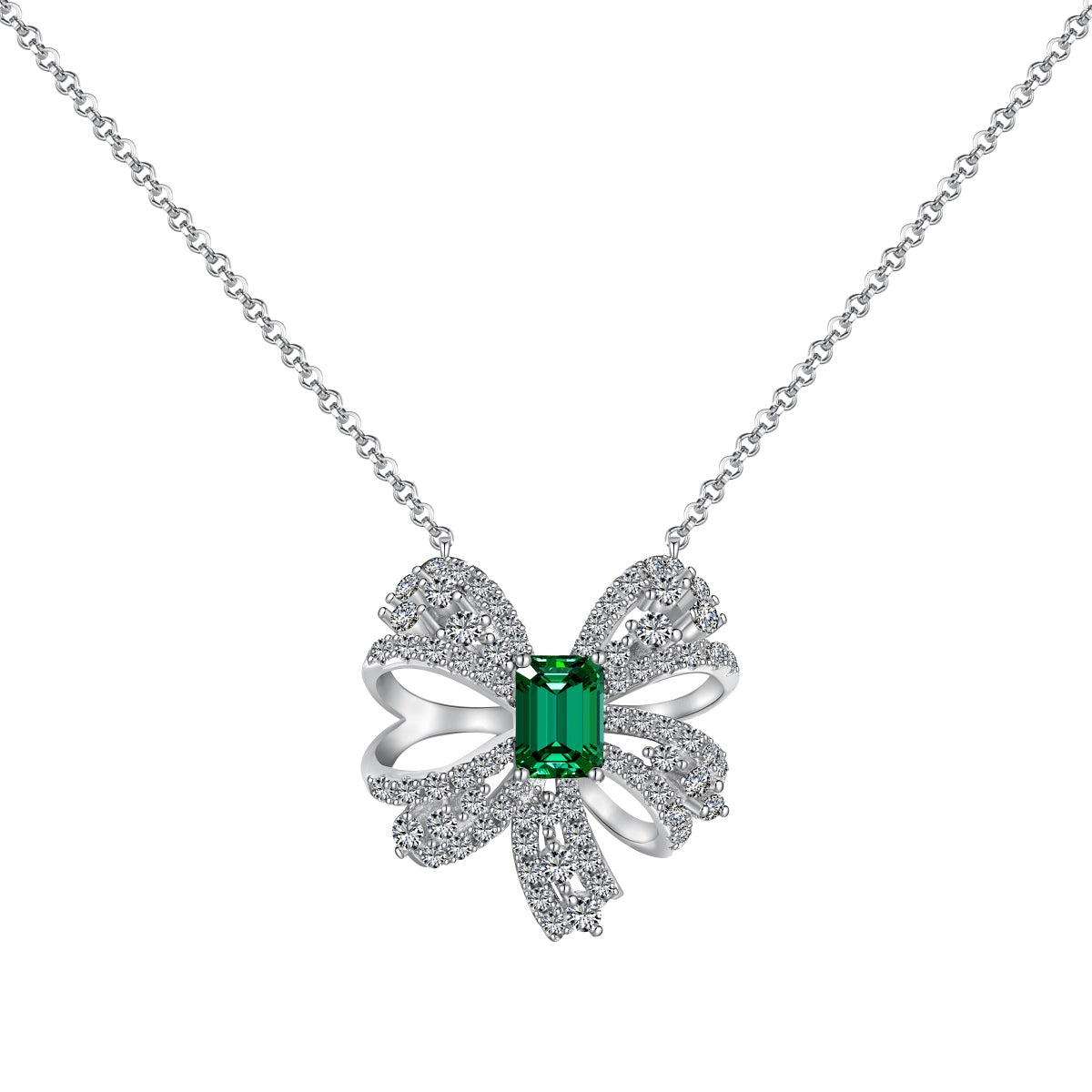 [XXX]Luxurious Flower Shape Emerald Cut Necklace