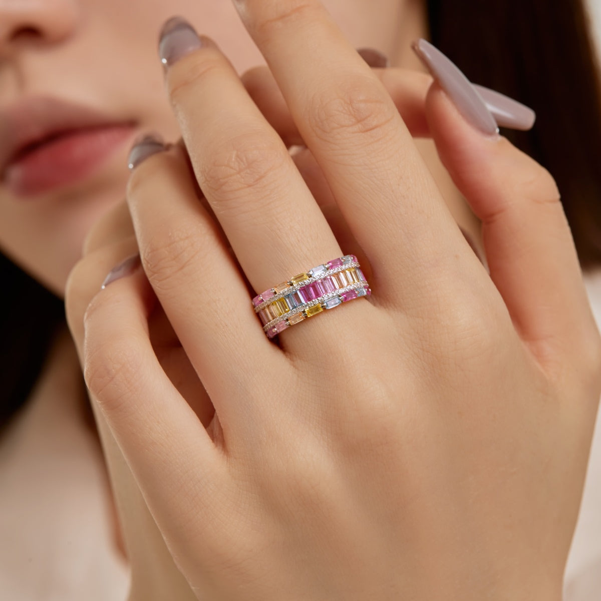 [XXX]Dazzling Colorful Radiant Cut Party Ring