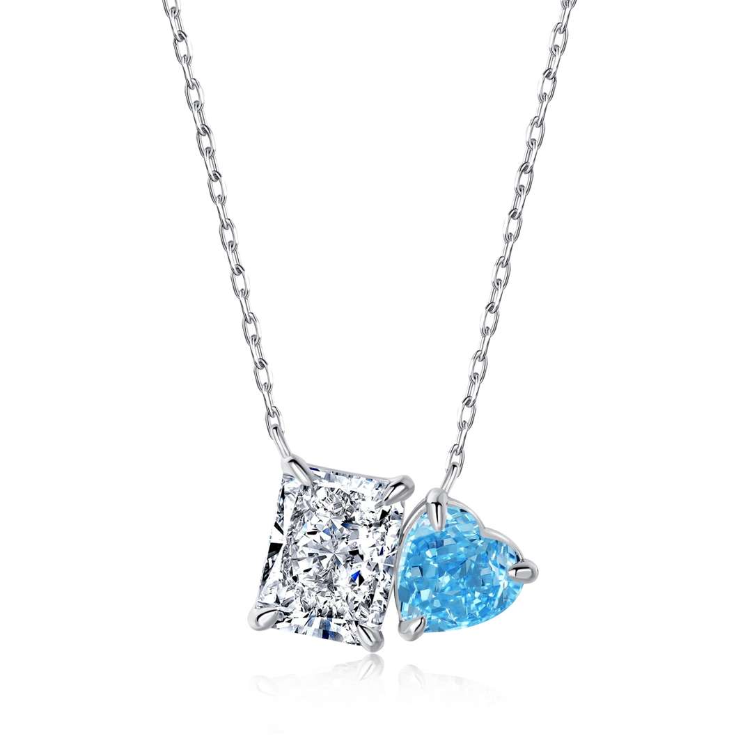 [XXX]Dazzling Square & Heart Shape Necklace