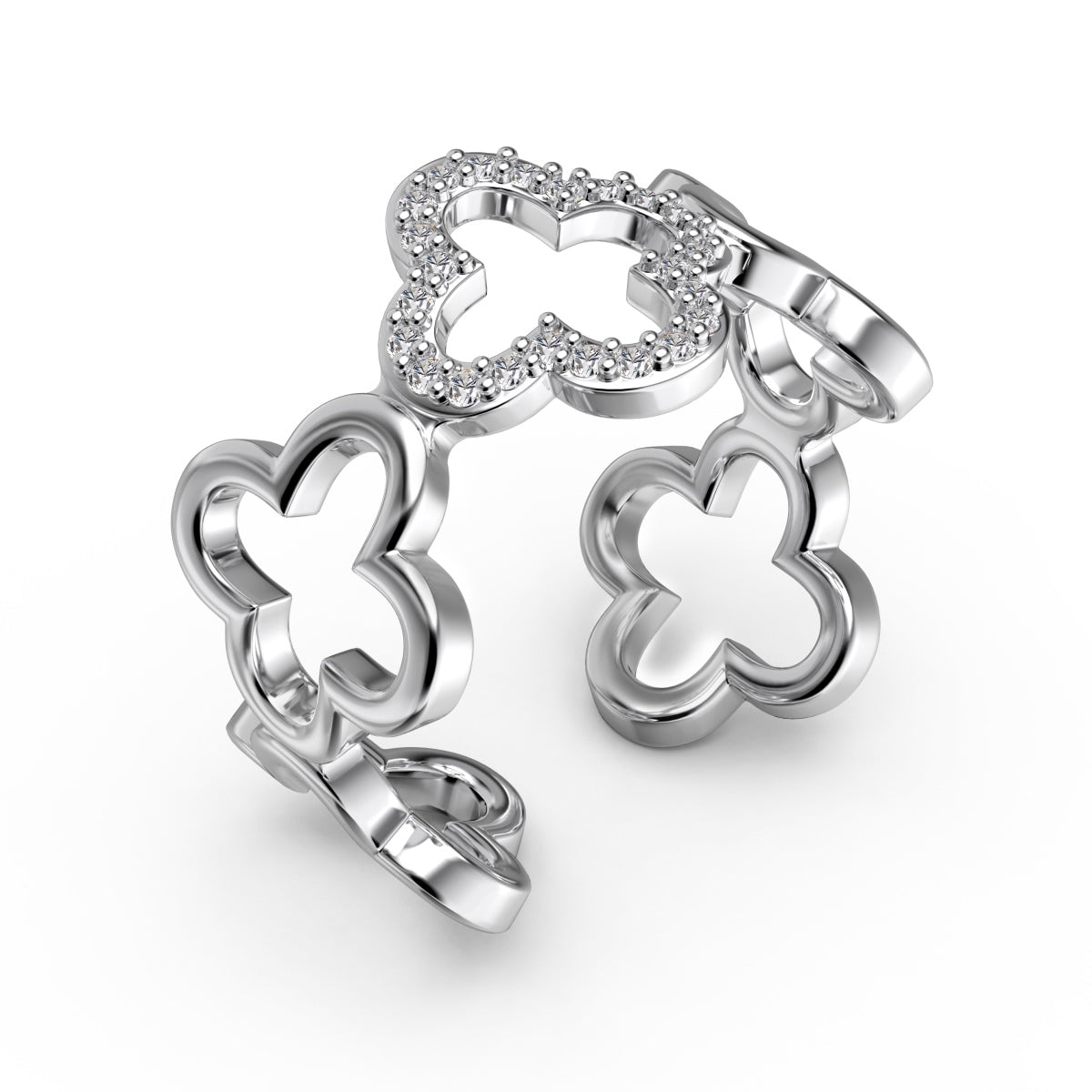 [XXX]Hollow Design Four-Leaf Clover Flower Shape Ring