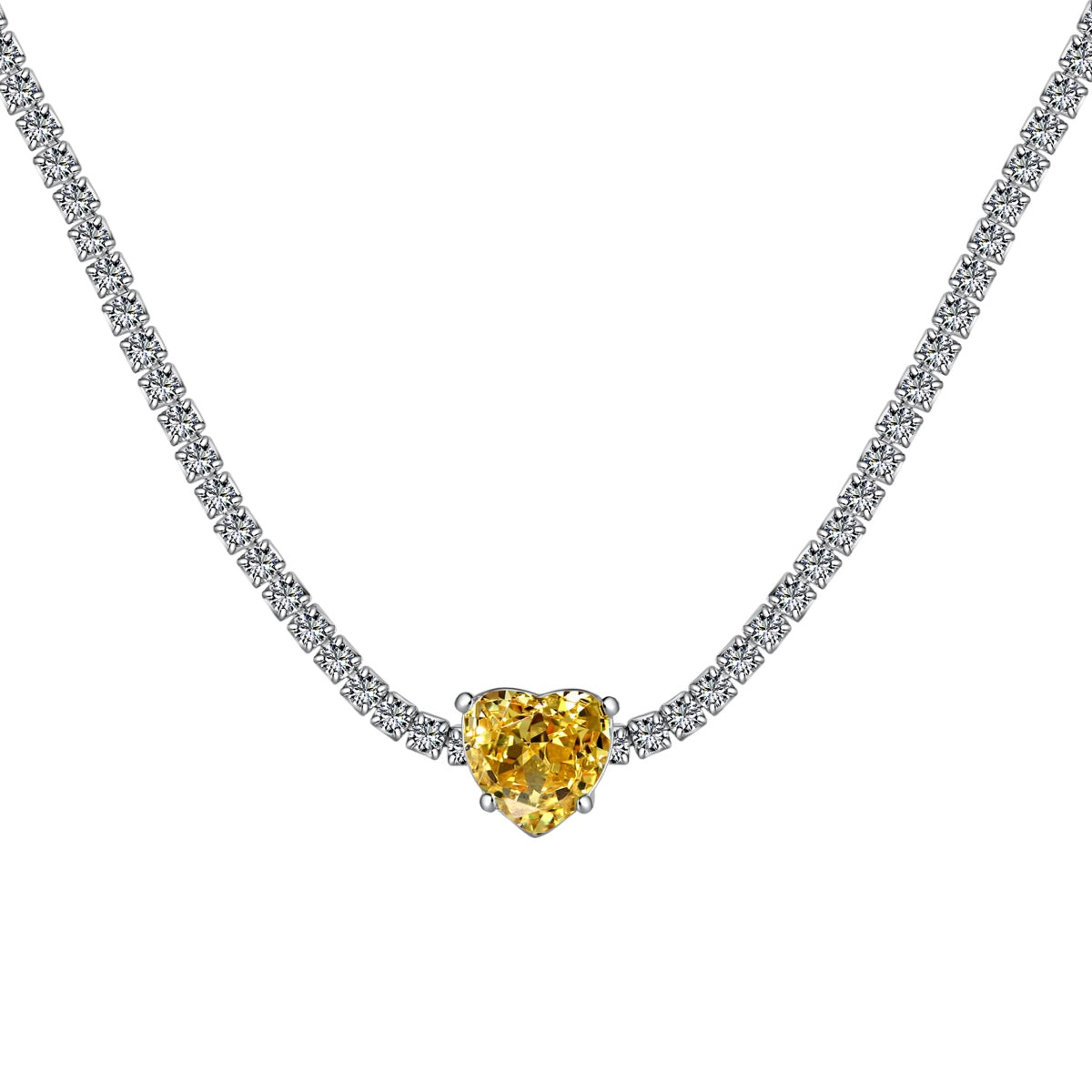 [XXX]2.0 Carat Sparkling Tennis Heart Cut Necklace