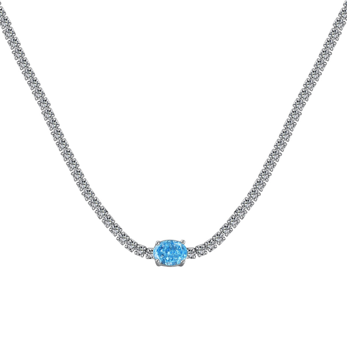 [XXX]1.0 Carat Shining Oval Cut Necklace