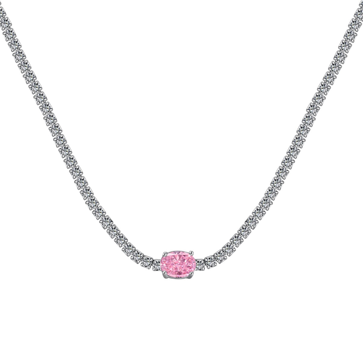 [XXX]1.0 Carat Shining Oval Cut Necklace