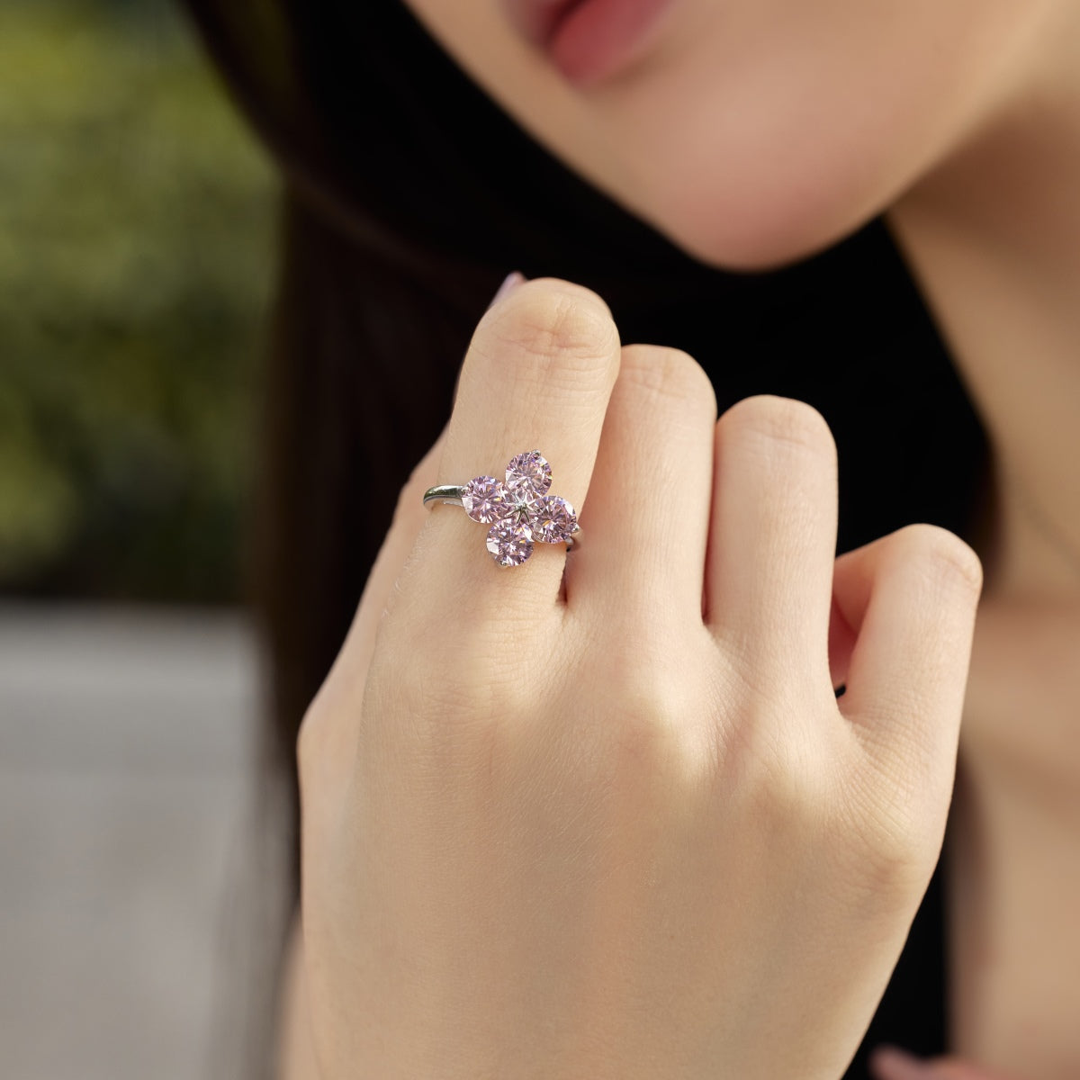 [XXX]Four-Leaf Clover Eight-Pointed Star Ring