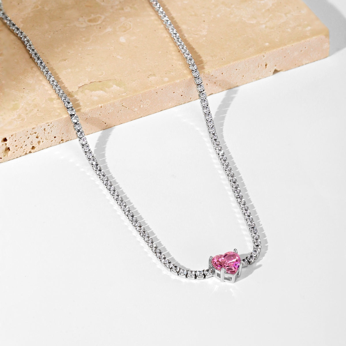 [XXX]2.0 Carat Sparkling Tennis Heart Cut Necklace