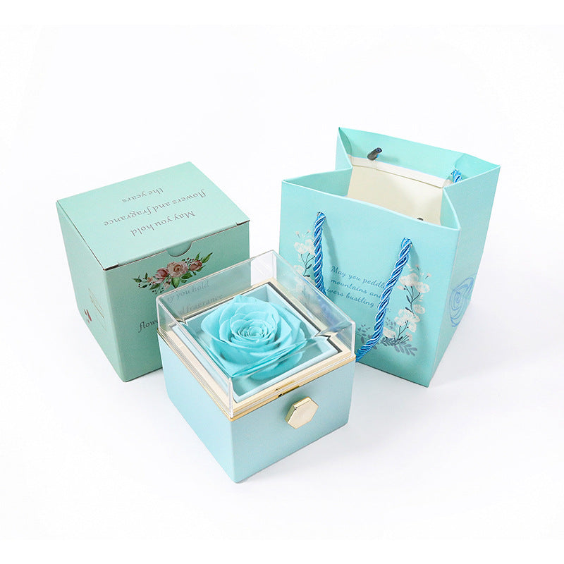 CREATIVE ROTATING PRESERVED ROSE JEWELRY GIFT BOX  LOGO)