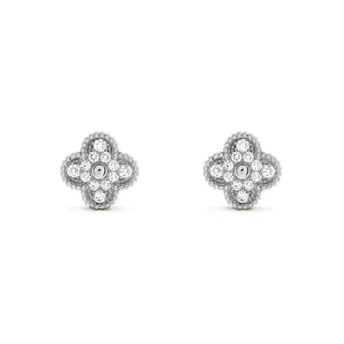 [Victoria Jewelry] PENDIENTES DE PLATA CON DIAMANTES Y MOTIVOS DE TRÉBOL 1