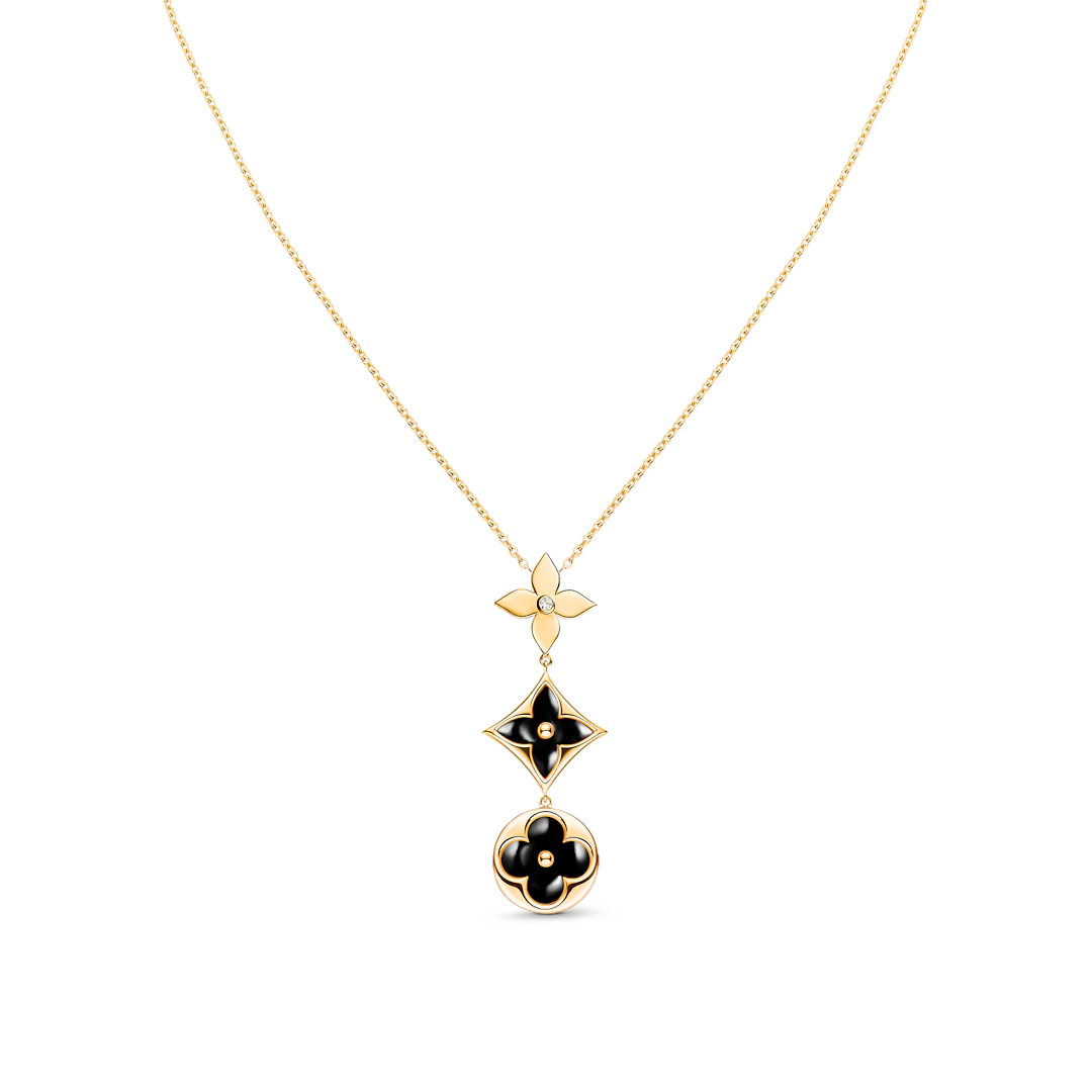 [Victoria Jewelry]STAR AND SUN ONYX PINK GOLD NECKLACE
