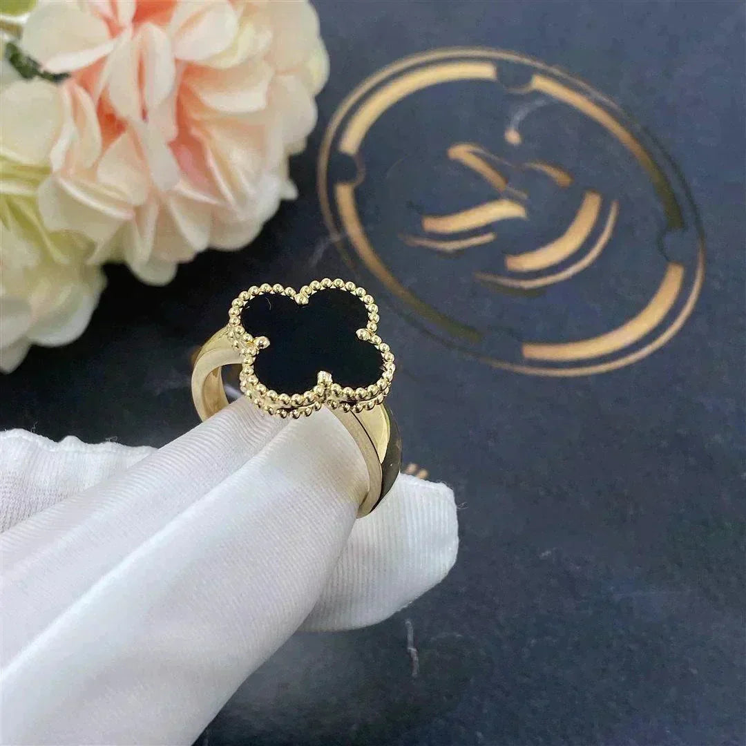 [Victoria Jewelry]CLOVER ONYX RING